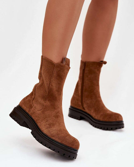 Women's Eco Suede Ankle Boots – Side Zip & Low Flat Heel for Everyday