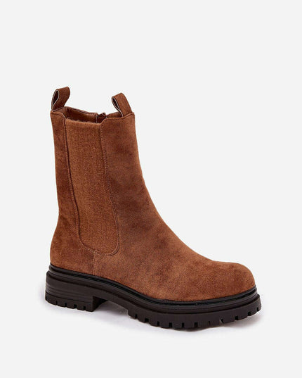 Women's Eco Suede Ankle Boots – Side Zip & Low Flat Heel for Everyday