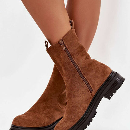 Women's Eco Suede Ankle Boots – Side Zip & Low Flat Heel for Everyday