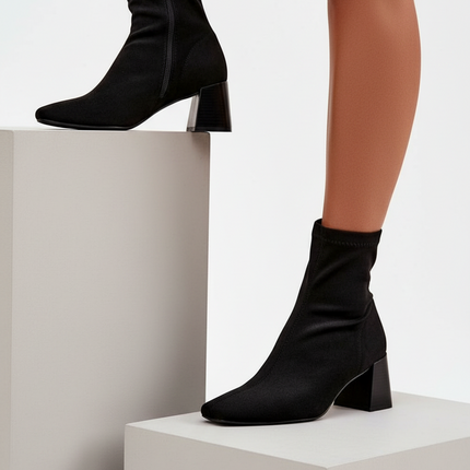 Women's Eco Suede Ankle Boots – Side Zipper & Modern Stitching