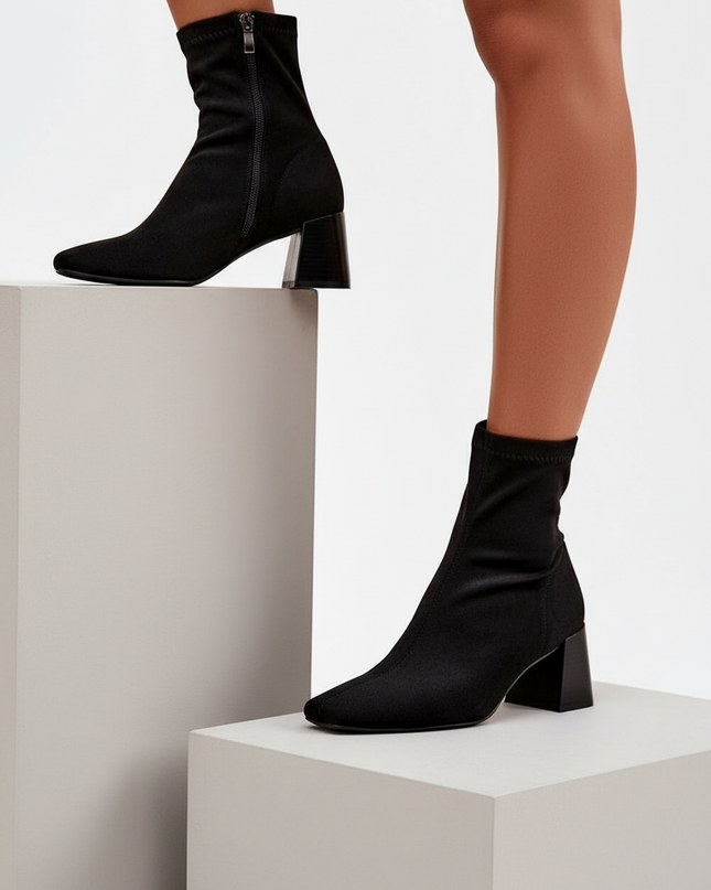 Women's Eco Suede Ankle Boots – Side Zipper & Modern Stitching