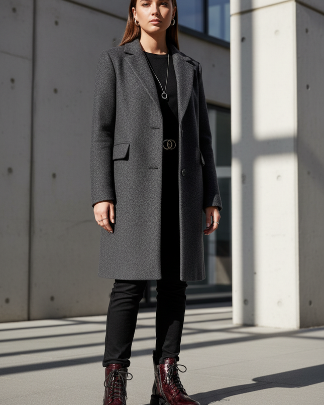 Women's Patent Leather Ankle Boots – Block Heel, Zipper, Warm Lining