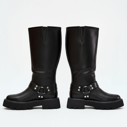 Women's Leather Thigh-High Boots – Insulated, Slip-On & Rock Chic