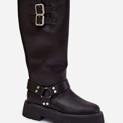 Women's Leather Thigh-High Boots – Insulated, Slip-On & Rock Chic