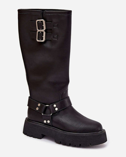 Women's Leather Thigh-High Boots – Insulated, Slip-On & Rock Chic