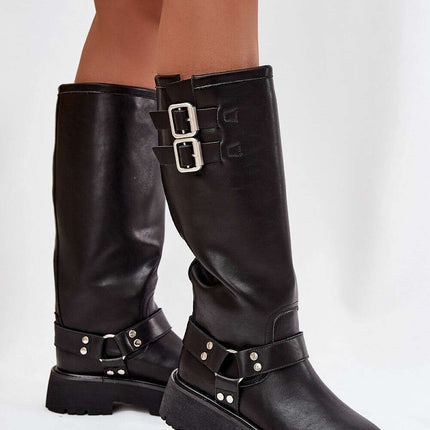 Women's Leather Thigh-High Boots – Insulated, Slip-On & Rock Chic