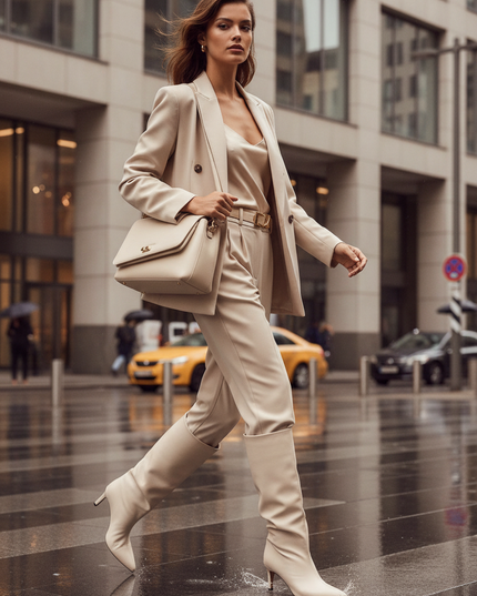 Women's Stiletto Heel Boots – Eco Leather, Pointed Toe, Insulated