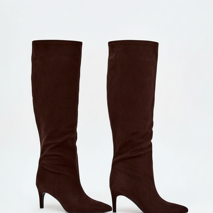 Women's Stiletto Heel Boots – Eco Leather, Pointed Toe, Insulated