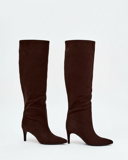 Women's Stiletto Heel Boots – Eco Leather, Pointed Toe, Insulated