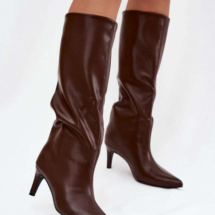 Women's Stiletto Heel Boots – Eco Leather, Pointed Toe, Insulated