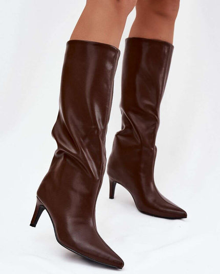 Women's Stiletto Heel Boots – Eco Leather, Pointed Toe, Insulated