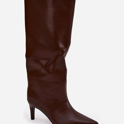 Women's Stiletto Heel Boots – Eco Leather, Pointed Toe, Insulated