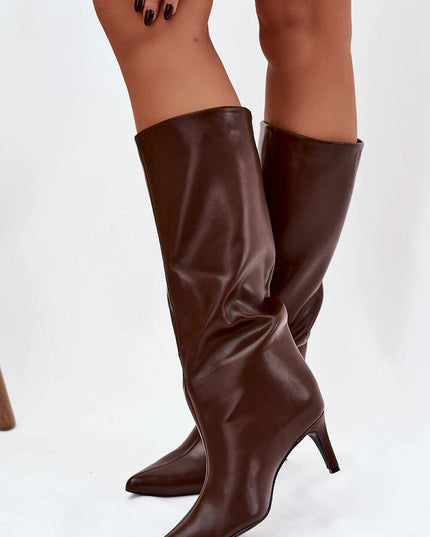 Women's Stiletto Heel Boots – Eco Leather, Pointed Toe, Insulated