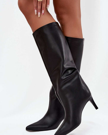 Women's Stiletto Heel Boots – Eco Leather, Pointed Toe, Insulated