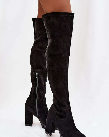 Women's Knee-High Heel Boots – High Column Heel, Sleek & Stylish
