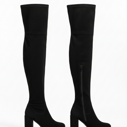 Women's Knee-High Heel Boots – High Column Heel, Sleek & Stylish