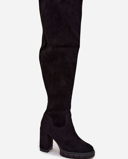 Women's Knee-High Heel Boots – High Column Heel, Sleek & Stylish