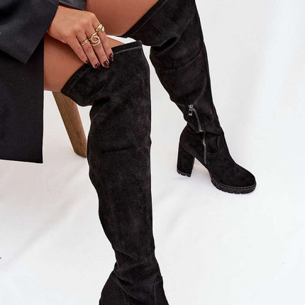 Women's Knee-High Heel Boots – High Column Heel, Sleek & Stylish