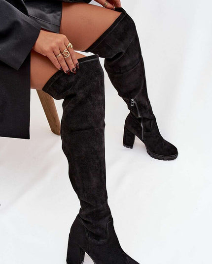 Women's Knee-High Heel Boots – High Column Heel, Sleek & Stylish