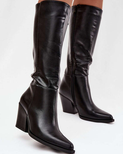 Women's Pointed Toe Heel Boots – Eco Leather, Insulated & Elegant