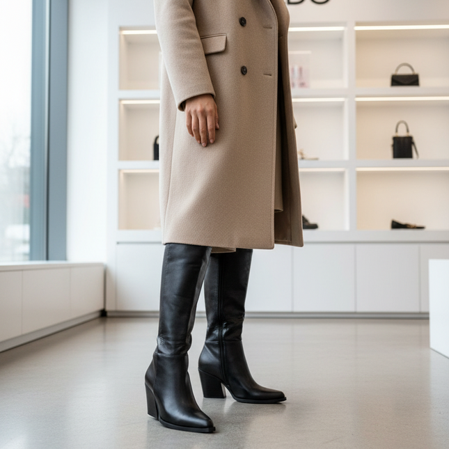 Women's Pointed Toe Heel Boots – Eco Leather, Insulated & Elegant