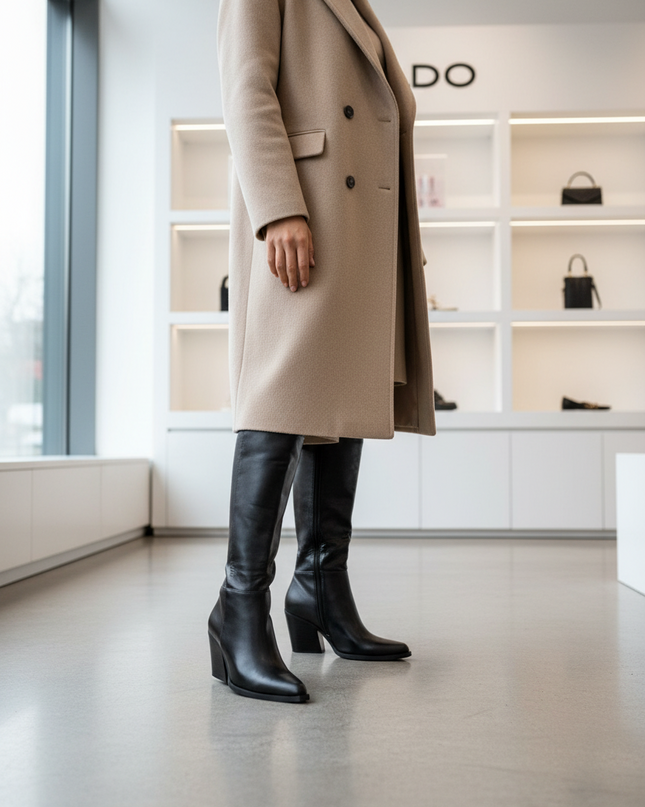 Women's Pointed Toe Heel Boots – Eco Leather, Insulated & Elegant