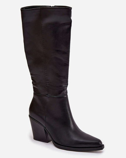 Women's Pointed Toe Heel Boots – Eco Leather, Insulated & Elegant