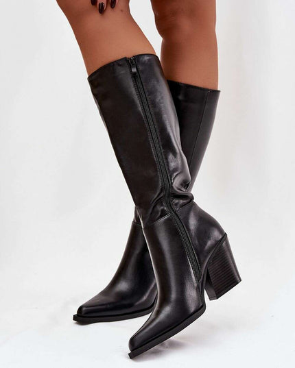 Women's Pointed Toe Heel Boots – Eco Leather, Insulated & Elegant