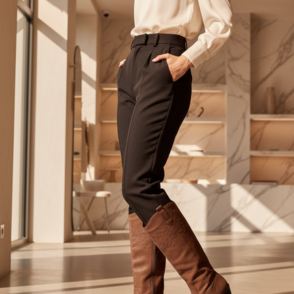 Women's Faux Suede Cowboy Boots – Almond Toe & Trendy Western Design