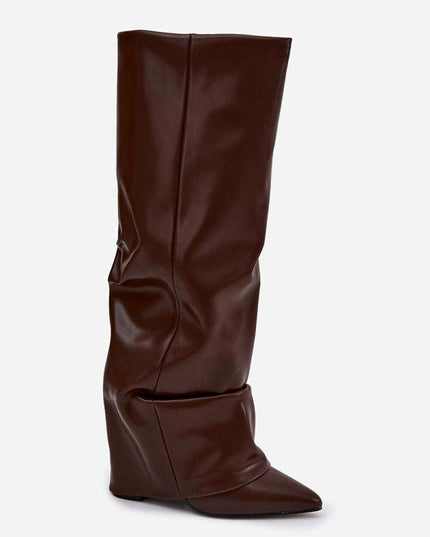 Rolled Upper Heeled Boots – Column Heel & Insulation | Très Elite