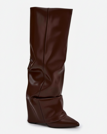 Rolled Upper Heeled Boots – Column Heel & Insulation | Très Elite