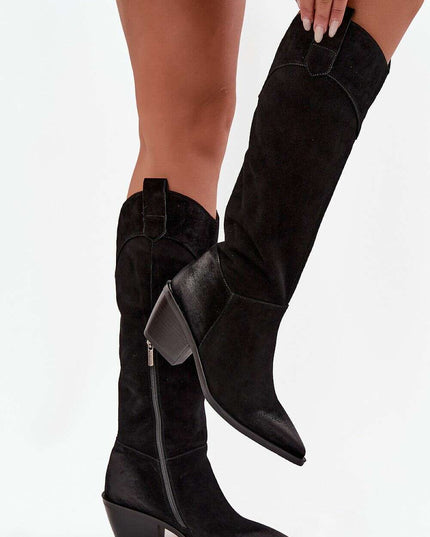 Women's Suede Cowboy Boots – Pointed Toe & Classic Western Elegance
