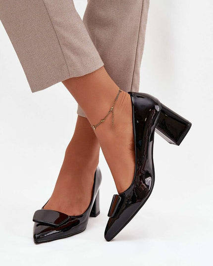 Eco Leather Block Heel Pumps – Pointed Toe, Elegant Comfort