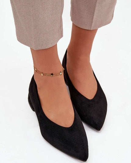 Eco Suede Block Heel Pumps for Women – Low 3.5cm, Pointed Toe Comfort