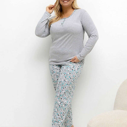 Plus Size Cotton Pajama Set for Women – Floral, Breathable Comfort