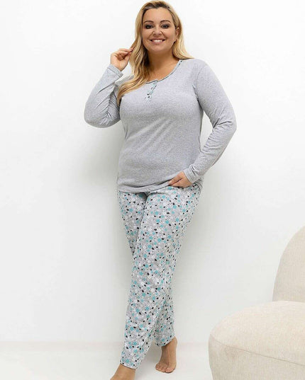 Plus Size Cotton Pajama Set for Women – Floral, Breathable Comfort