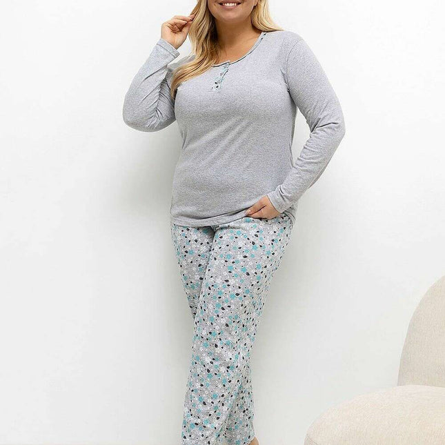 Plus Size Cotton Pajama Set for Women – Floral, Breathable Comfort
