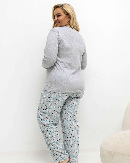 Plus Size Cotton Pajama Set for Women – Floral, Breathable Comfort