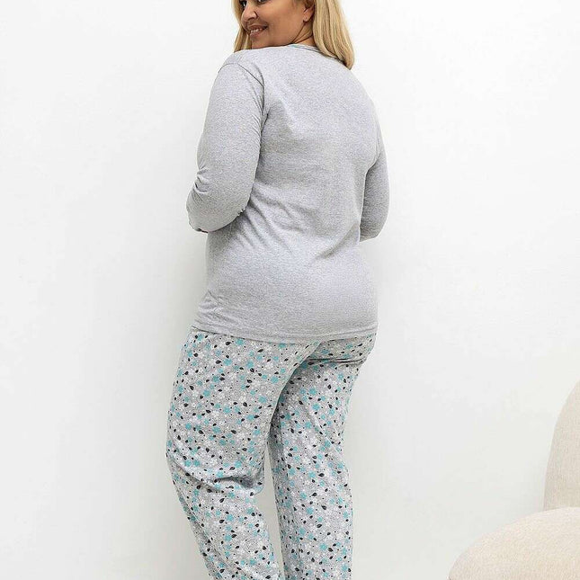 Plus Size Cotton Pajama Set for Women – Floral, Breathable Comfort