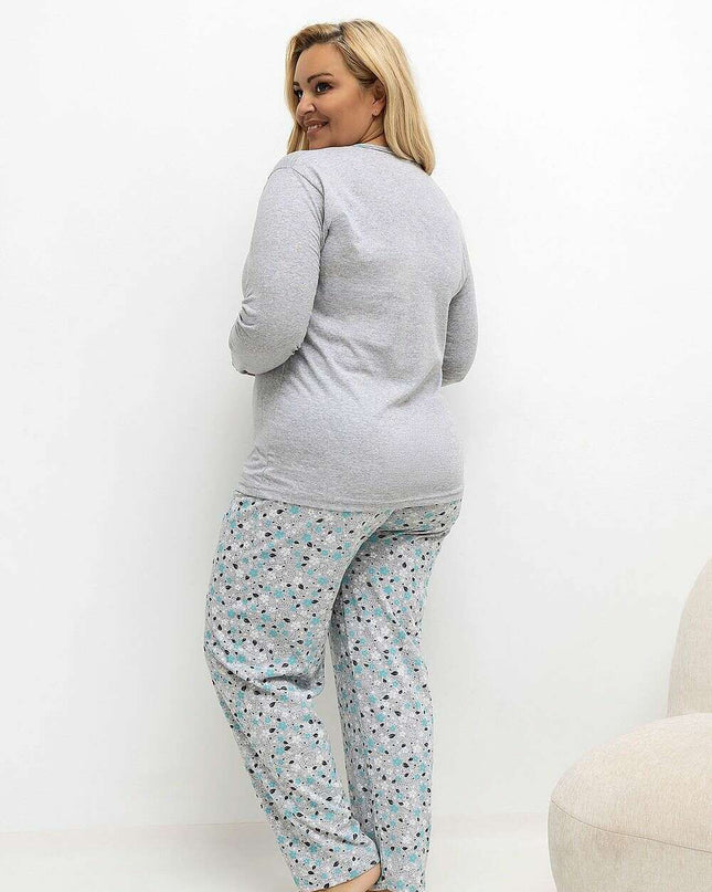 Plus Size Cotton Pajama Set for Women – Floral, Breathable Comfort