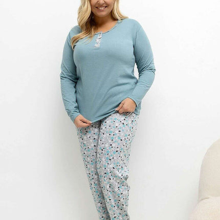 Plus Size Cotton Pajama Set for Women – Floral, Breathable Comfort