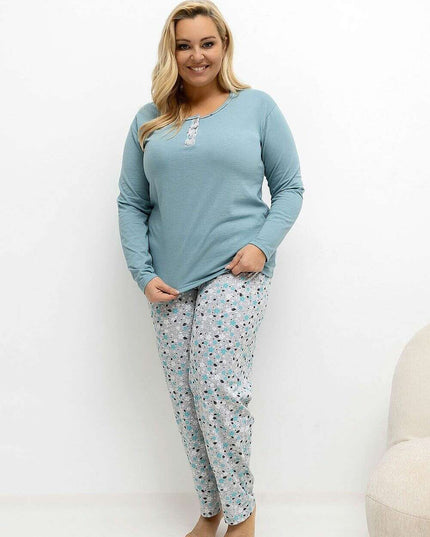 Plus Size Cotton Pajama Set for Women – Floral, Breathable Comfort