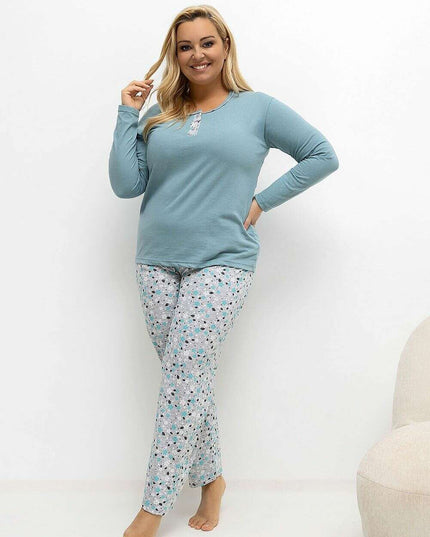 Plus Size Cotton Pajama Set for Women – Floral, Breathable Comfort