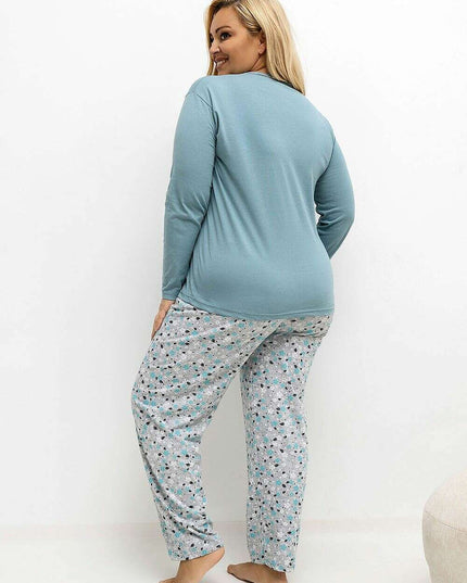 Plus Size Cotton Pajama Set for Women – Floral, Breathable Comfort
