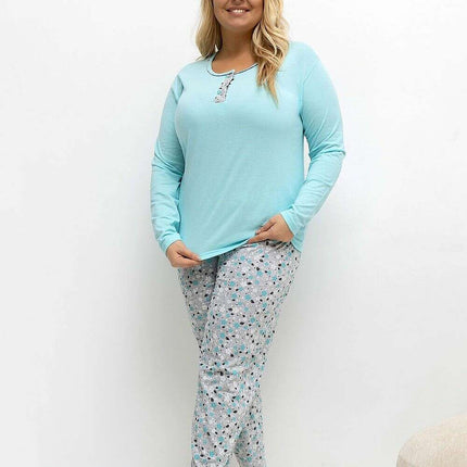 Plus Size Cotton Pajama Set for Women – Floral, Breathable Comfort