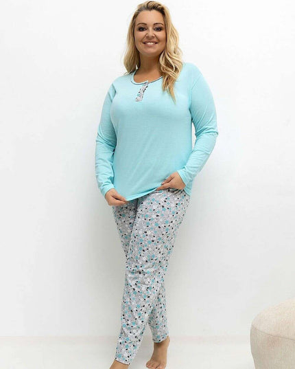 Plus Size Cotton Pajama Set for Women – Floral, Breathable Comfort