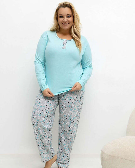 Plus Size Cotton Pajama Set for Women – Floral, Breathable Comfort