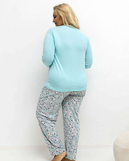 Plus Size Cotton Pajama Set for Women – Floral, Breathable Comfort