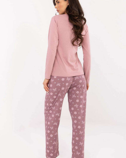 Women’s Butterfly Cotton Pajama Set with Floral Print & Elastic Waist