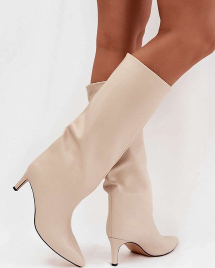 Women's Stiletto Heel Boots – Eco Leather, Pointed Toe, Insulated